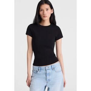 Madewell | NWT 90s Crewneck Tee Black Compact Cotton Fitted Tee | Sz M
